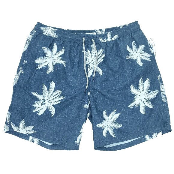 Maamqic Swim Trunks Mens XXL Blue Mesh Lined Palm Drawstring All Over Print - Picture 1 of 10